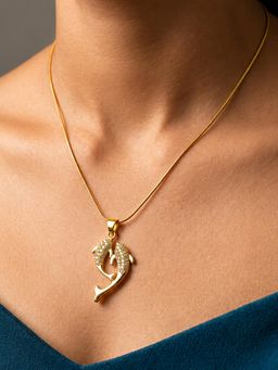 ARTKLIM - Twin Dolphin Crystal Anti-Tarnish Pendant Necklace