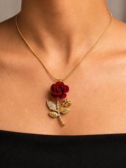 ARTKLIM - Red Rose Blossom Anti-Tarnish Pendant Necklace