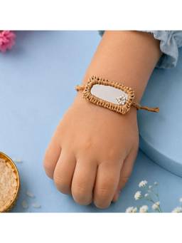 ISHKAARA - Handmade Crochet Mirror Rectangular Crochet Rakhi