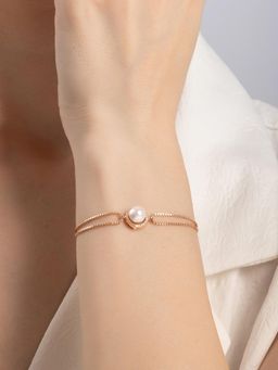 TOUCH925 - Pure 925 Silver Double Chain Pearl Bracelet