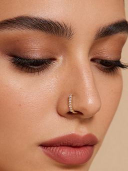 TOUCH925 - Pure 925 Silver Sparkling Curved Bar Nose Pin