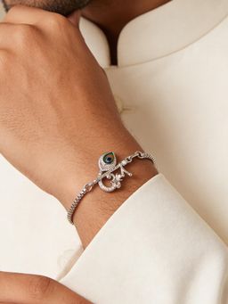 TOUCH925 - Pure 925 Silver Om Flute Morpankh Silver Unisex Bracelet
