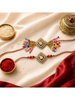 ISHKAARA - Premium Multi Beads Thread Rakhi With Lumba
