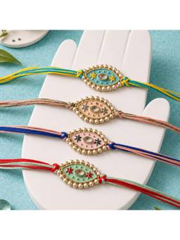 ISHKAARA - Premium Handcrafted Star And Evil Eye Meenakari Rakhi (Pack Of 4)