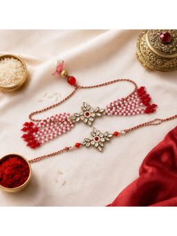 ISHKAARA - Premium Rosy Bloom Thread Rakhi With Lumba