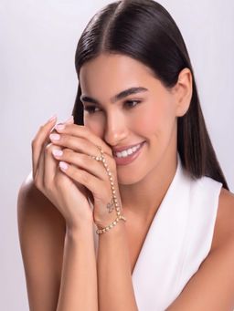 Niscka - Gold Plated Crystal Hath Phool