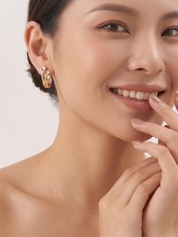 Niscka - Gold Crystal Floral Hoop Earrings