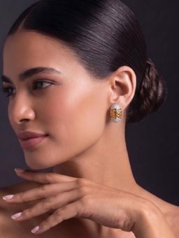 Niscka - Yellow Oval Crystal Stud Earrings