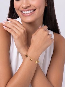 Niscka - Gold Plated Clover Charm Bracelet