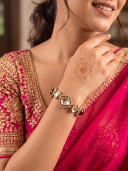 Niscka - Kundan Gold Plated Statement Bracelet
