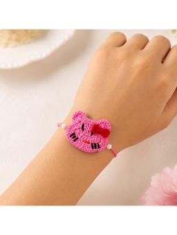 ISHKAARA - Handmade Pink Kitty Crochet Rakhi