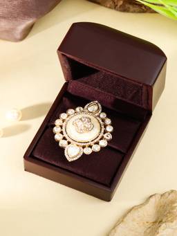 ZEWEL WORKS - White Stone Cocktail Ring
