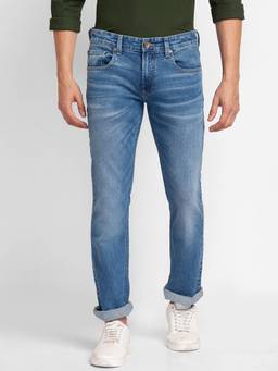 Spykar - Mid Blue Cotton Comfort Fit Regular Length Jeans for Men (rafter)