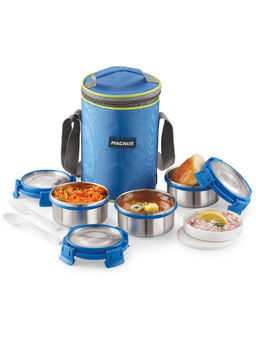 MAGNUS - Aura 3 Deluxe Blue Premium Stainless Steel Lunch Box Carry Case -900 ml