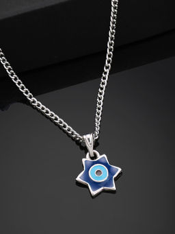 Estele - Rhodium Plated Elegant Star Designer Evil Eye Charm Pendant With Chain