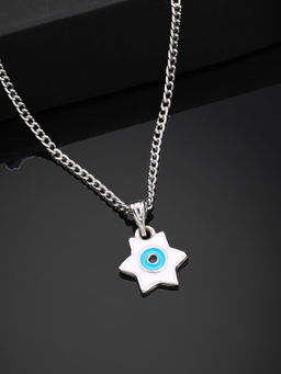 Estele - Rhodium Plated Elegant Star Designer Evil Eye Charm Pendant With Chain