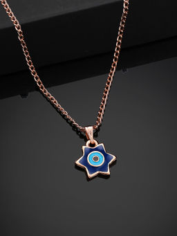 Estele - Rose Gold Plated Elegant Star Designer Evil Eye Charm Pendant With Chain