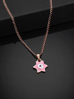 Estele - Rose Gold Plated Elegant Star Designer Evil Eye Charm Pendant With Chain