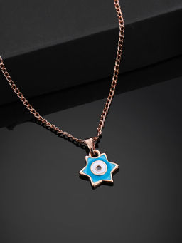 Estele - Rose Gold Plated Elegant Star Designer Evil Eye Charm Pendant With Chain