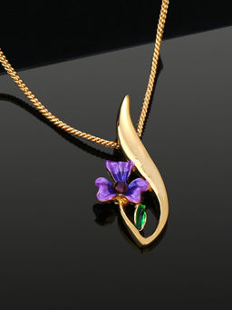Estele - Gold Plated Floral Shaped Pendant With Chain Girls And Women
