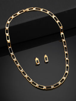 Estele - Gold Plated Beautiful Necklace Set With White Austrian Crystals