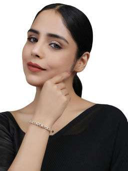 Anika's Creations - Charming American Diamond Gold Plated Floral Design Openable Bracelet