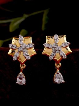 Estele - Gold Plated CZ Star Designer Stud Earrings for Women
