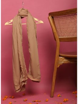 Lakshita - Light Beige Solid Dupatta with Lace Work