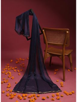 Lakshita - Navy Blue Solid Dupatta with Sequins Work