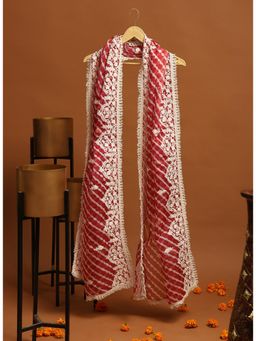 Lakshita - Dual Color Red Lehariya Dupatta with Thread Work