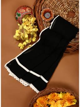 Lakshita - Black Solid Dupatta with Thread Work