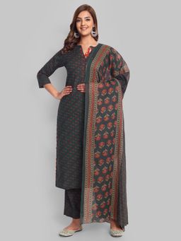 Mera Rang - Round Collar Neck Straight Kurta with Pant and Dupatta - Set Of 3