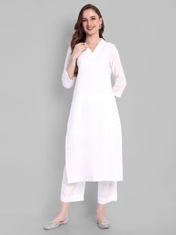 Mera Rang - V Neck Basic Kurta with Straight Bottom - Set Of 2