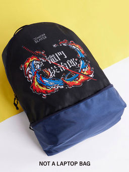 Bewakoof - Unisex Blue & Black Tanjiro Sword Graphic Pinted Small Backpack