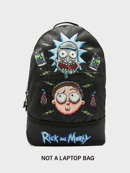 Bewakoof - Unisex Black 8-Bit Rick & Morty Printed Small Backpack