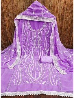 Zeepkart - Maganza Georgette Embroidered Unstitched Kurta with Bottom and Dupatta (Set of 3)