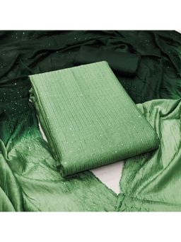 Zeepkart - Green Chanderi Embroidered Unstitched Kurta with Bottom and Dupatta (Set of 3)