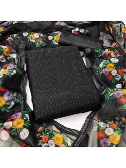 Zeepkart - Black Chanderi Embroidered Unstitched Kurta with Bottom and Dupatta (Set of 3)