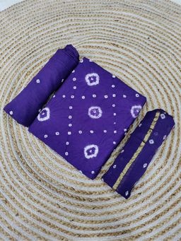 Zeepkart - Purple Cotton Tie and Dye Unstitched Kurta with Bottom and Dupatta (Set of 3)