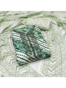 Zeepkart - Green Cotton Embroidered Unstitched Kurta with Bottom and Dupatta (Set of 3)