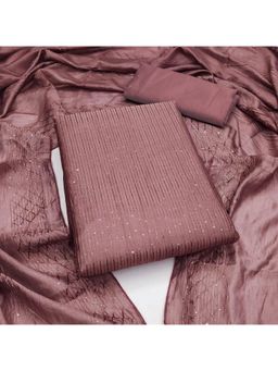 Zeepkart - Copper Chanderi Embroidered Unstitched Kurta with Bottom and Dupatta (Set of 3)