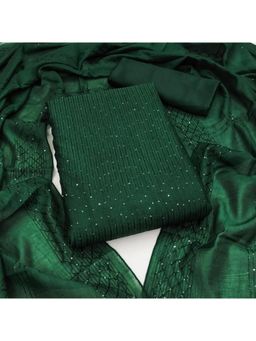 Zeepkart - Green Chanderi Embroidered Unstitched Kurta with Bottom and Dupatta (Set of 3)