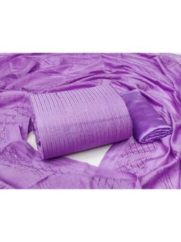 Zeepkart - Lavender Chanderi Embroidered Unstitched Kurta with Bottom and Dupatta (Set of 3)