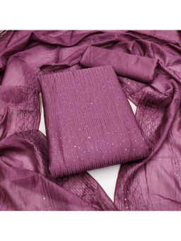 Zeepkart - Pink Chanderi Embroidered Unstitched Kurta with Bottom and Dupatta (Set of 3)