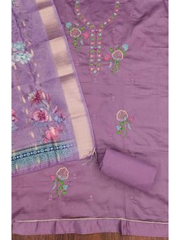 Zeepkart - Teal Cotton Embroidered Unstitched Kurta with Bottom and Dupatta (Set of 3)