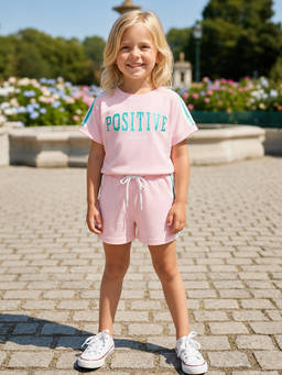 devils n angels - Girls Pink Printed Blended Co-Ord Set