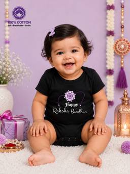 BLUSHES - Unisex Black Printed Cotton Onesies