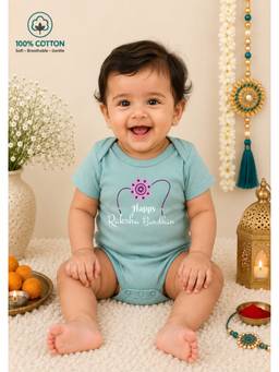 BLUSHES - Unisex Blue Printed Cotton Onesies