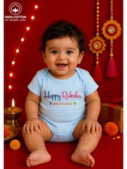 BLUSHES - Unisex Blue Printed Cotton Onesies