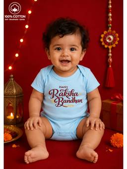 BLUSHES - Unisex Blue Printed Cotton Onesies
